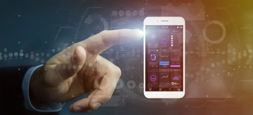 Business professional using smartphone to demonstrate mobile app development benefits for businesses.