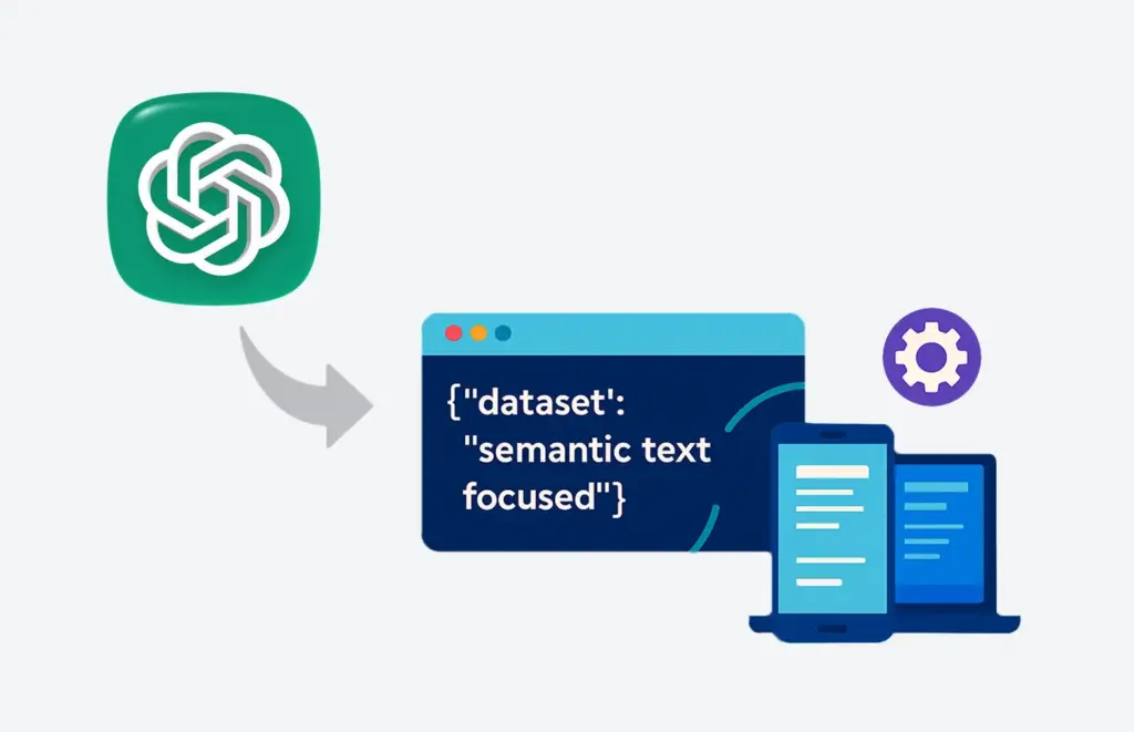 ChatGPT API powering semantic text processing for AI-driven web and mobile app development.