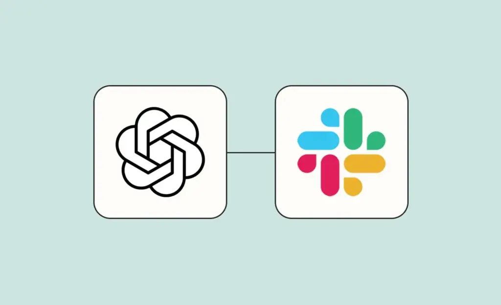 ChatGPT and Slack icons connected, representing the integration used to build a Slack proofreading app with ChatGPT API.