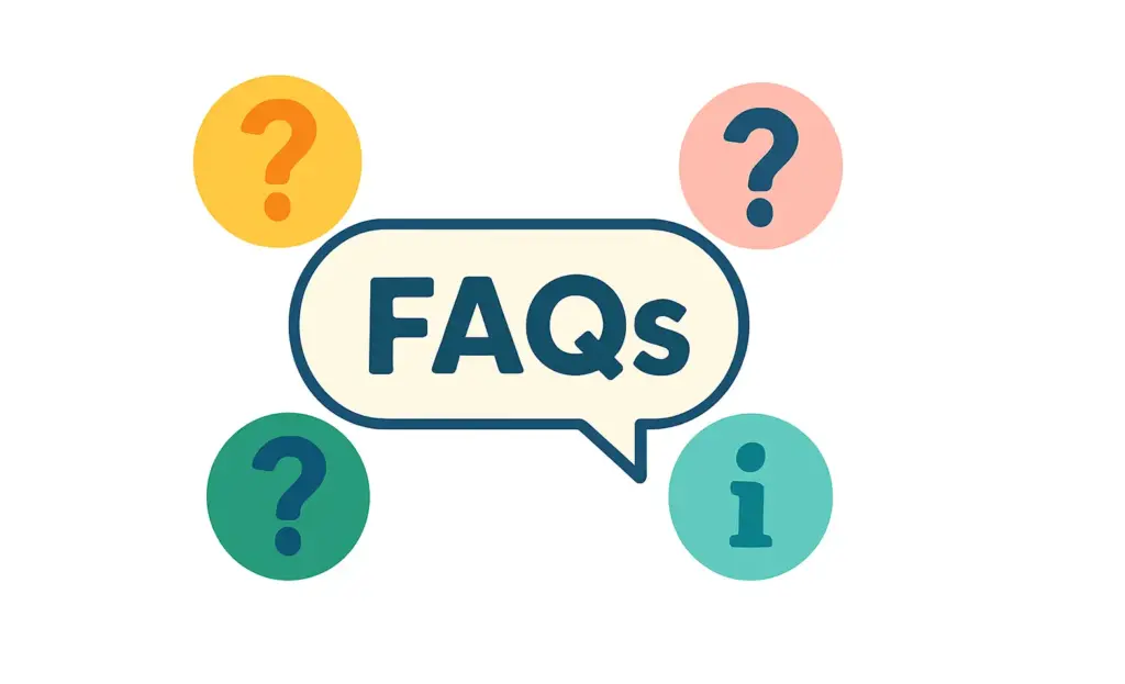 FAQs icon graphic for Slack proofreading app with ChatGPT API features and user questions.
