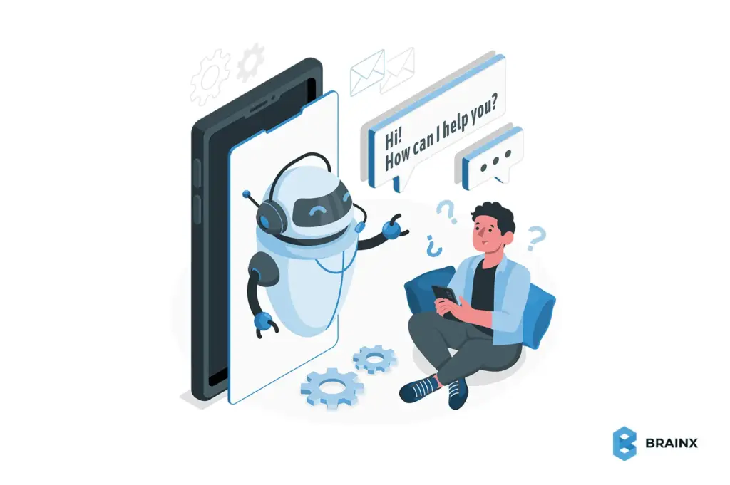 AI chatbot assisting user on mobile app, showing how most innovative chatbots in 2026 improve engagement and customer experience.
