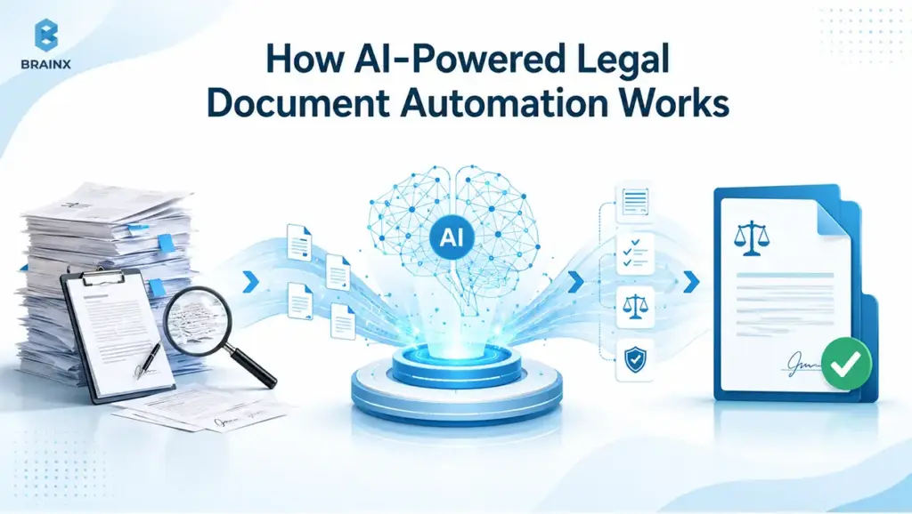 Legal document automation workflow with AI analysis, clause checks, and approved review.